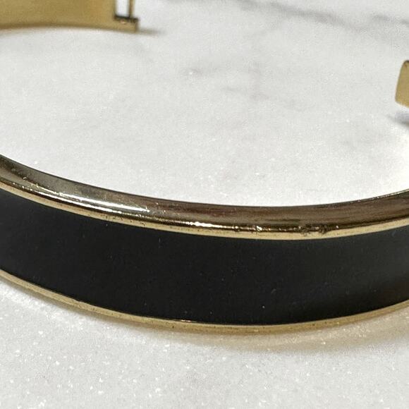 Kate Spade - Hole Punch Black Enameled Hinged Bangle Bracelet - Picture 3 of 9